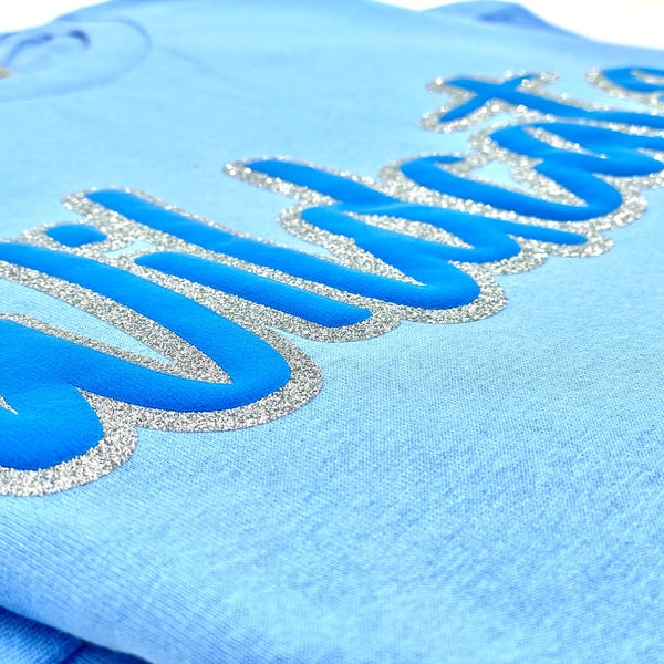 Personalized Spirit Wear Sweatshirt Hoodie: Retro Puff Letters - Glitter Outline