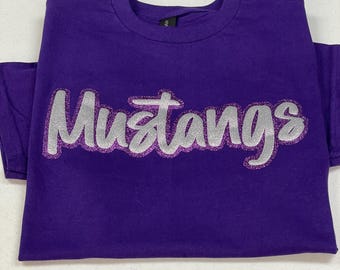 Puff Print Team Shirt: Glitter Outline - Personalized Raised Letters