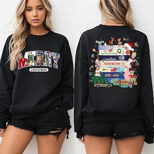 Sudadera navideña de los 90: jersey retro navideño, sudadera festiva divertida con cuello redondo.