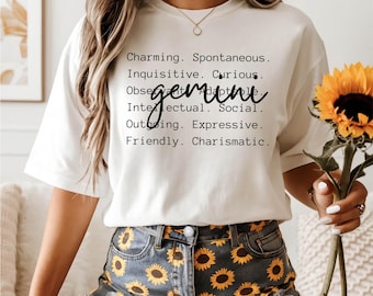 Gemini Zodiac T-Shirt: Charming, Spontaneous, Inquisitive