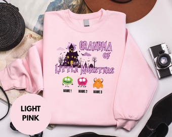 Personalized Grandma of Little Monsters Halloween Shirt: Custom Grandkids Names