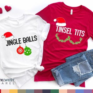 Funny Christmas Couple Shirt Set, Holiday Matching Shirts image 6