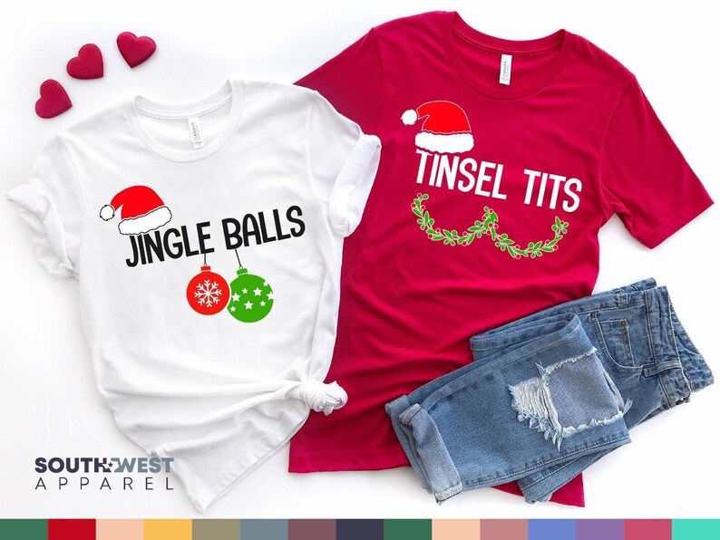 Funny Christmas Couple Shirt Set, Holiday Matching Shirts image 6
