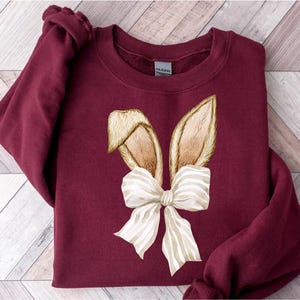 Cute Bunny T-shirt, Rabbit Shirt, Easter Shirt, Happy Easter Day, Easter Gift, Coquette Bow Easter, Coquette Bow Shirt, Bunny Ears Shirt, Easter Sweatshirt, rabbit easter, bunny easter, eggs hunt, easter egg