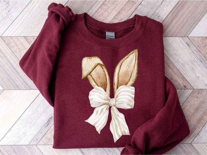 Cute Bunny T-shirt, Rabbit Shirt, Easter Shirt, Happy Easter Day, Easter Gift, Coquette Bow Easter, Coquette Bow Shirt, Bunny Ears Shirt, Easter Sweatshirt, rabbit easter, bunny easter, eggs hunt, easter egg