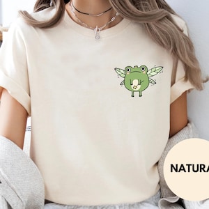 Fairy Frog Graphic T-Shirt Cute Cartoon Frog Tee with Wings Magical Frog Shirt Funny Cottagecore Animal Sweatshirt Whimsical Gift Tee