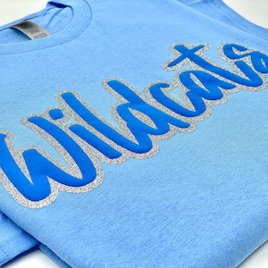 Custom Puff Letter Shirt: Glitter Outline - Embossed 3D Design