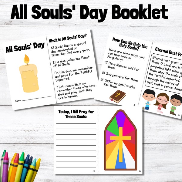 All Souls' Day Mini Book PDF - Colorable - Catholic Booklet for Kids