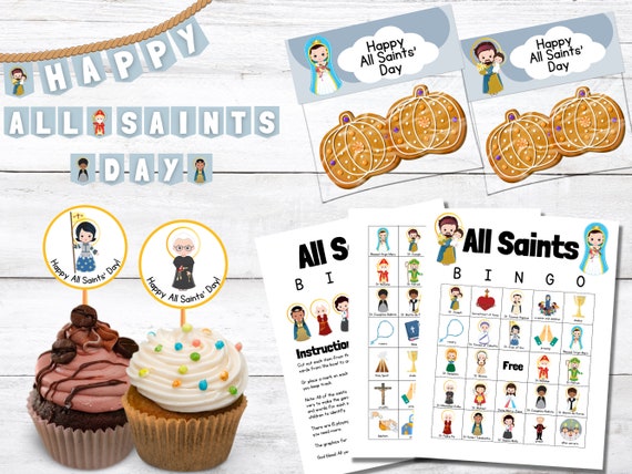 All Saints' Day Party Pack Printables PDF Cupcake Toppers | Etsy