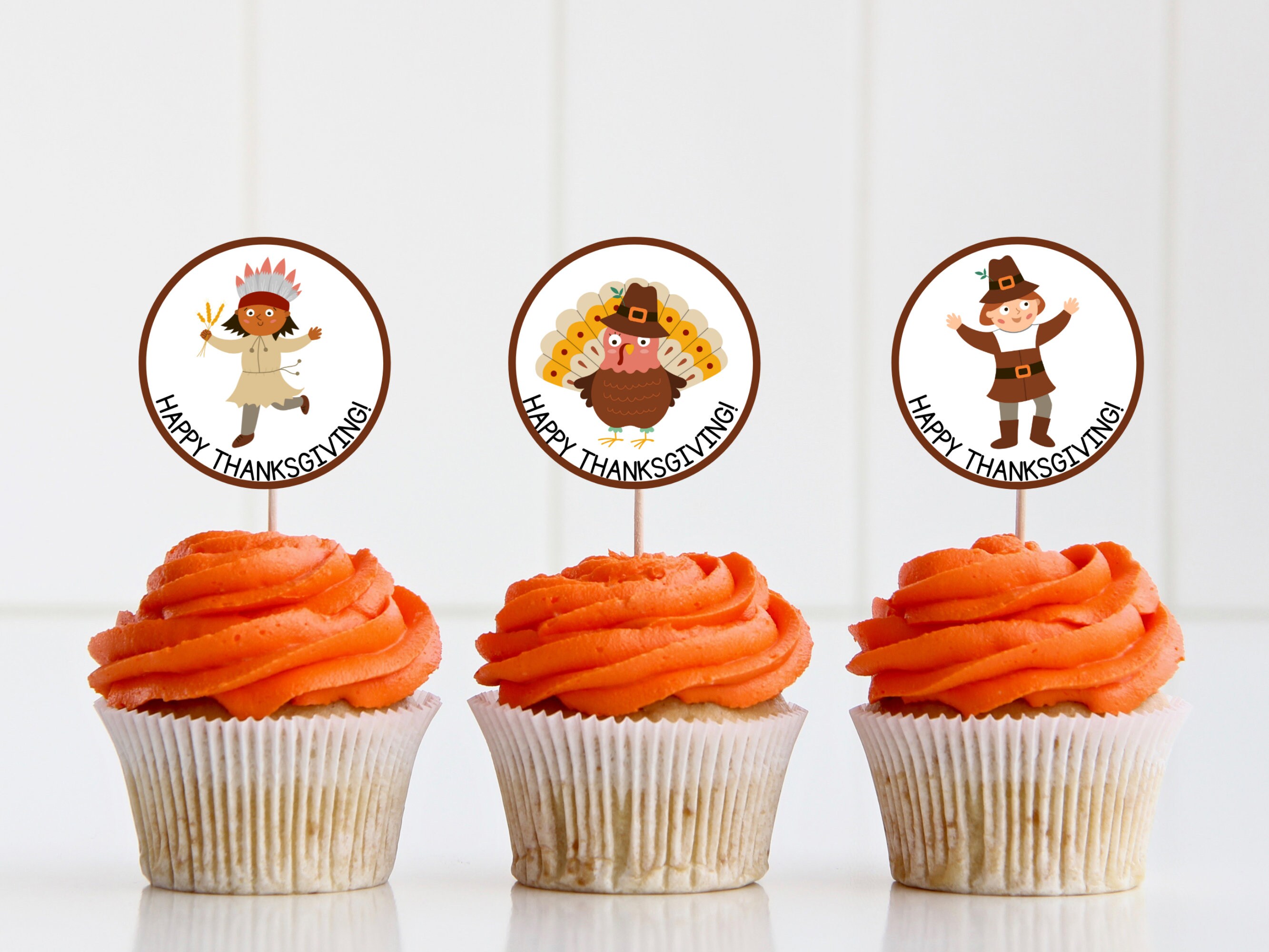 Printable Thanksgiving Cupcake Toppers PDF for Parties, School, Home - Etsy