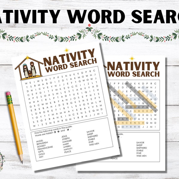 Nativity Christmas Word Search Printable for Classroom, Home, or Homeschool Use - Christmas Word Puzzle