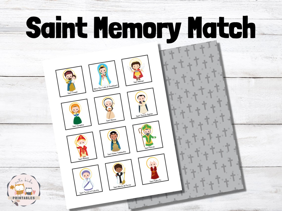 Saints Memory Match Game for Toddlers and Preschoolers - All Saints Day ...