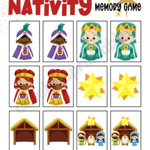 Nativity Themed Christmas Matching Game, Christmas Memory Game, Printable Game for Kids, Toddler Activity image 2