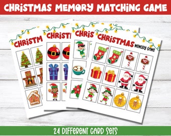 Christmas Memory Game, Christmas Matching Game, Printable Christmas Games, Toddler and Preschool Activity