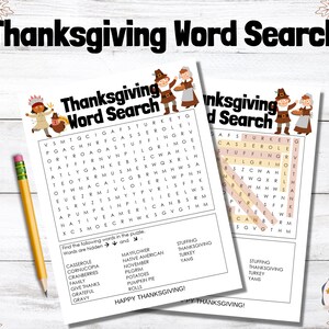Thanksgiving Word Search Printable PDF for Home, Homeschool, or Classroom Use