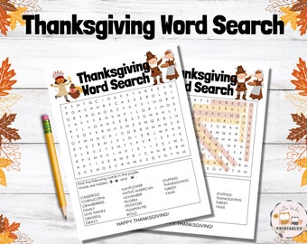 Thanksgiving Word Search Printable PDF for Home, Homeschool, or Classroom Use