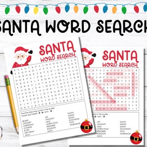 Santa Christmas Word Search Printable Game for Home and Classroom Use - Printable Christmas Word Game