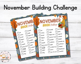 November Brick Challenge, Building Challenge, STEM Challenge, Thanksgiving Activity for Kids