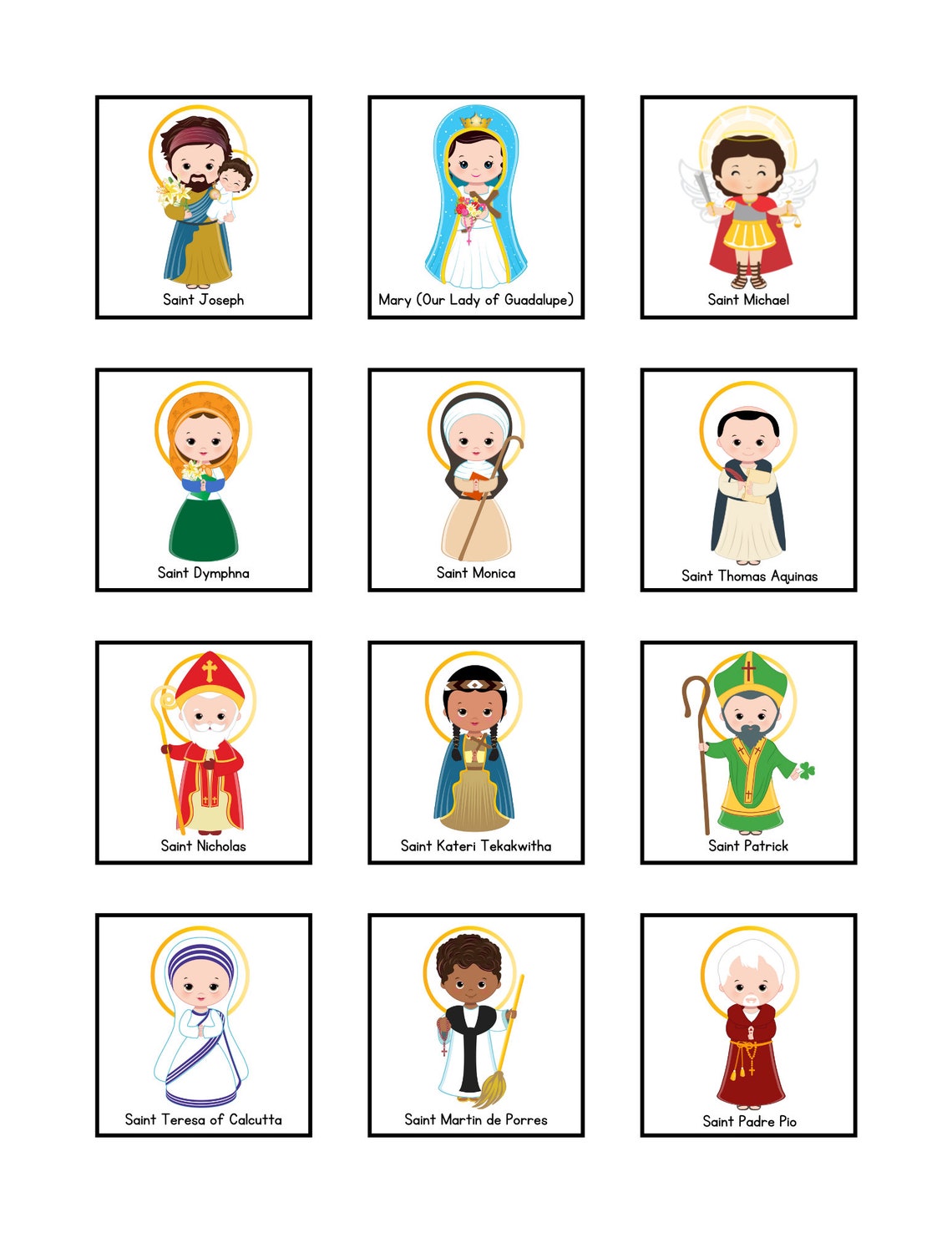 Saints Memory Match Game for Toddlers and Preschoolers - All Saints Day ...