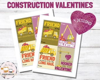 Construction Valentine Cards | Printable Construction Valentines | Instant Download | Classroom Valentines