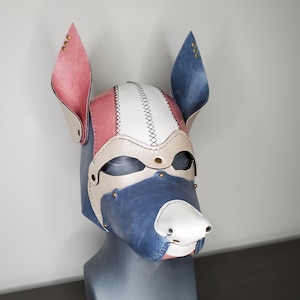 Trans Pride Hand-Made Leather Pup Hood