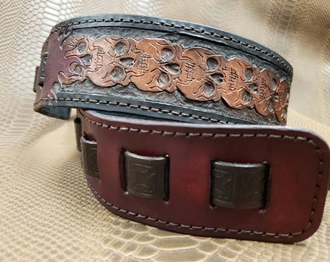 Custom Hand-Tooled Leather Guitar Strap - Your Design in Leather!