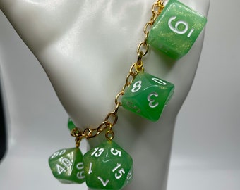 Green and Gold Dice Bracelet
