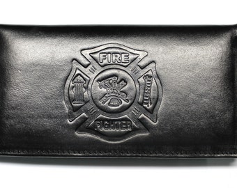 Fire Fighter Leather Embossed Checkbook Cover