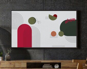 Samsung Frame TV Mid Century Art Set of 2, Frame Tv Abstract Art, Frame Tv Christmas Color Art, Frame TV Minimal Art, Instant Download