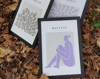 Henri Matisse Druck, Matisse Cutout, Galerie Wandpaket, Abstraktes Grün Modernes Dekor, Druck 3er Set, gerahmte Leinwand Wandkunst, Wandkunst Set