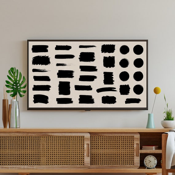 Frame Tv Abstract Art, Black and White Abstract Art, Samsung Frame Tv Minimal Art, Brush Texture, Minimal Painting for Tv, Instant Download