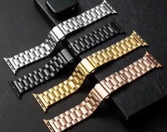 Correa de acero inoxidable personalizada para Apple Watch: regalo para mamá, novia, novio y papá.