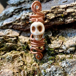 Dread jewelry made of copper with a skull/skull. Dreadlocks, dreadlock beads, hair accessories, hair beads, dread beads, dreadlock beads, Halloween