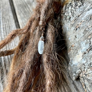 Dreadschmuck aus Kupfer (geschwärzt) mit Bergkristall Zahn, Dreadperle, Dreadlocks, Rastaschmuck, Dreadlocks, Haarschmuck, Vintage