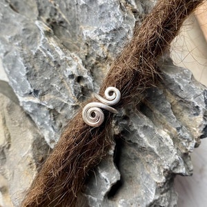 Small fern dread jewelry swirl silver, spiral, swirl, rasta beads, dreadlocks beads, dreadlock accessories