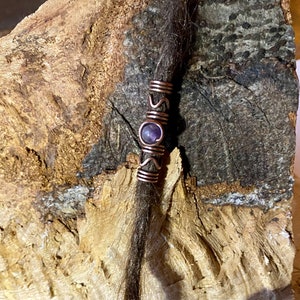 Dread jewelry amethyst and copper blank (blackened) zigzag, spiral, rasta beads, dreadlocks beads, dreadlocks, dread pearl mystical