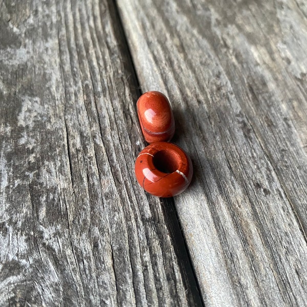 Jaspe rouge, bijoux d'effroi naturels faits de pierres précieuses, beignets, bagues, perles de dreadlock, perles de cheveux