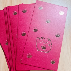 10pcs Lucky Neko Cat Gold Premium Lucky Red Envelope Lunar New year Lucky Money Envelope