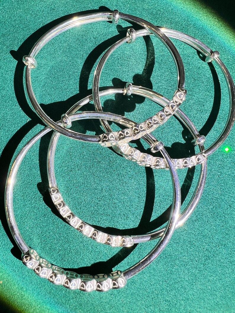 999 Sterling Silver Lucky Money Carving Bangle Bracelet Feng Shui