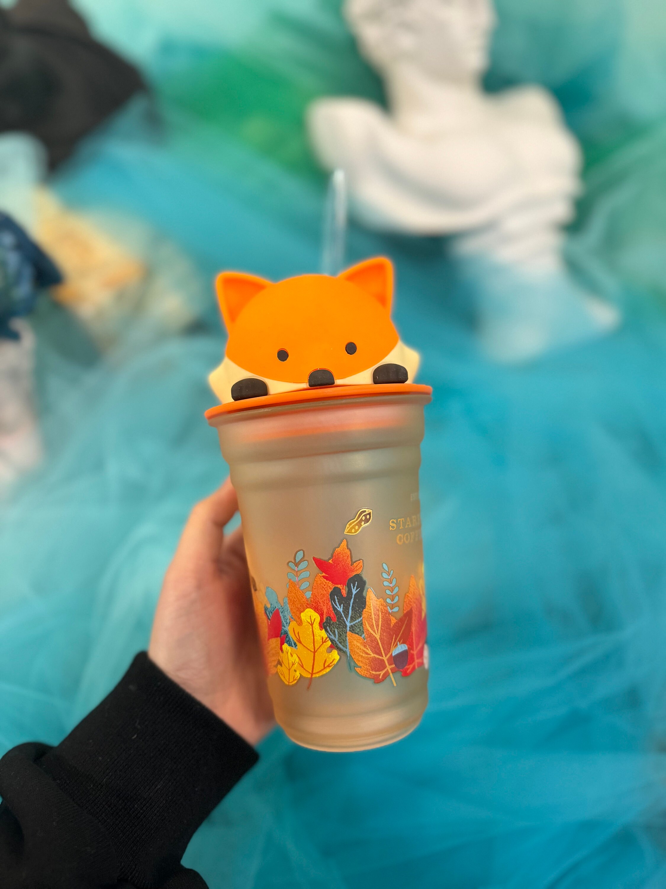 414ml/14oz Light Brown Sweet Dream Furry Fox Glass Cup (Starbucks Autumn  Forest 2022)