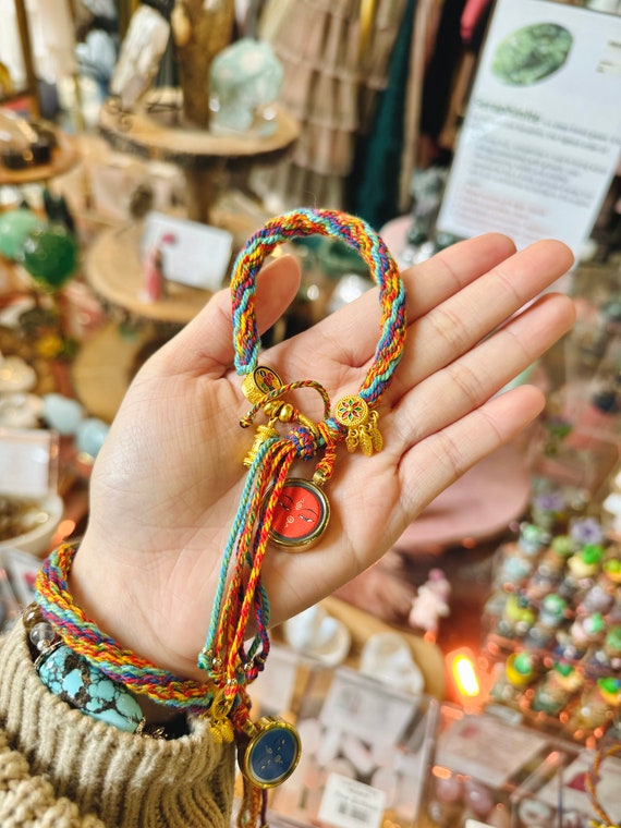 Tibetan Five God of Wealth Thangka Luck Braid String Bracelet 13