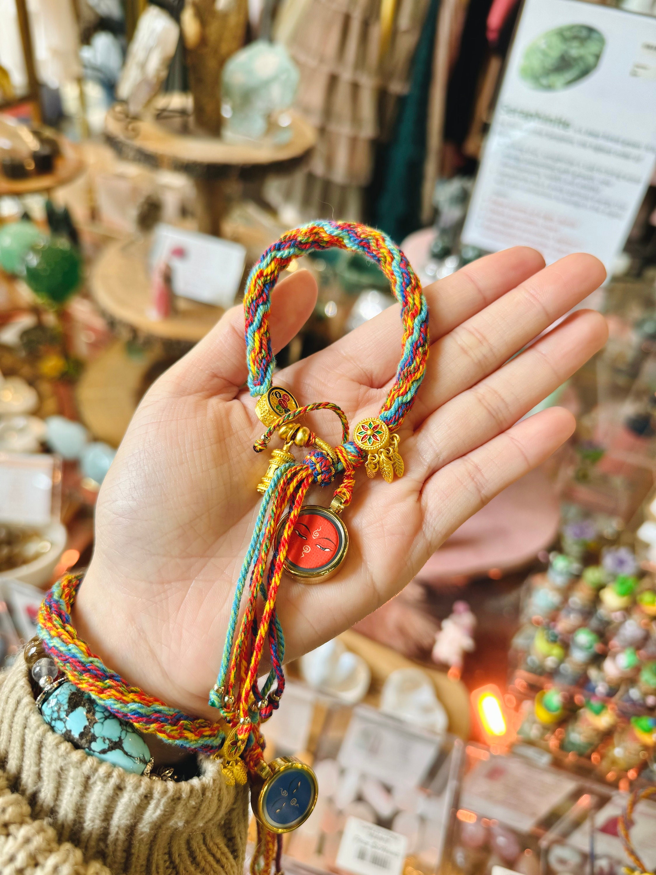 Tibetan Five God of Wealth Thangka Luck Braid String Bracelet 13