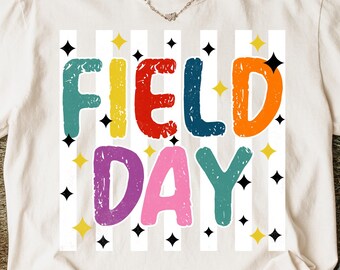 Striped Field Day Png, Teacher Field Day Png, School Field Day Shirt Design, Colorful Stars Game Day Sublimation, End of Year School Png