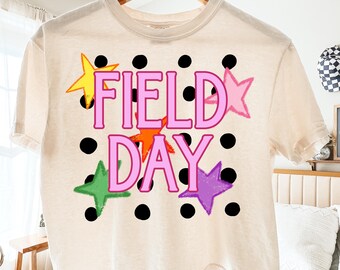 Field Day Png, Preppy Teacher Field Day Png, School Field Day Shirt Design, Colorful Stars Game Day Sublimation, End of Year School Png