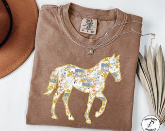 Western horse png, Spring Patchwork Horse png, Glitter Cowgirl png,  Western Sublimation, Horse png, Horse Lover png, Floral Horse Png