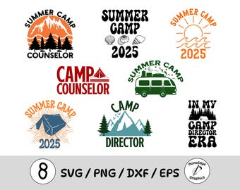 Lot de svg camp d'été camping d'été svg camp d'été png transparent lot de png de camping d'été conception de chemise de camp d'été fichiers coupe numérique