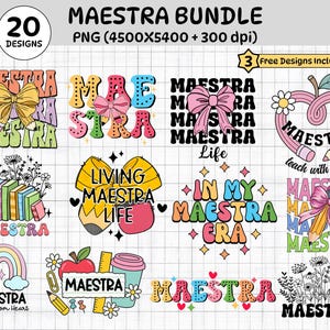 Maestra Bundle PNG Spanish Teacher Bundle Maestra Back To School Png Teacher Appreciation Gift Latina Teacher Sublimation Best Maestra Png