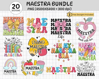 Maestra Bundle PNG Spanish Teacher Bundle Maestra Back To School Png Teacher Appreciation Gift Latina Teacher Sublimation Best Maestra Png