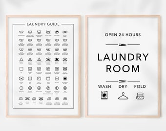 Laundry Room 2 Print Set, Printable Art, Laundry Wall Decor, Laundry Symbols Guide, Laundry Care, Laundry Room Art, Laundry Symbols Guide