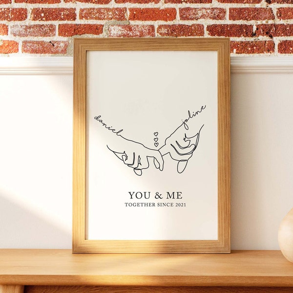 Personalised Couples Anniversary Print | Valentine Day Gift | Gift for Wife Husband Girlfriend | Personalised gift for him and her